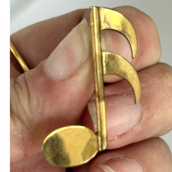 Shiny 24k gf Gold 16th Note Music Note Brooch Unisex Pin for Music Lovers - Picture 2 of 6